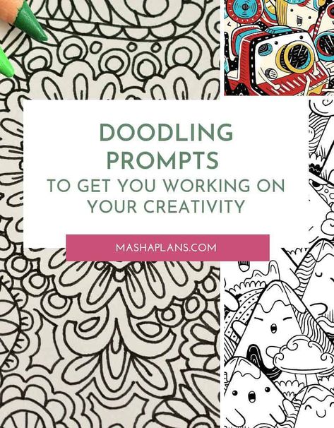 Doodling prompts and quick ideas for when you don't know what to doodle. 60+ fun doodling ideas to practice doodling every day. Doodling Prompts, Korean Doodle, Name Art Ideas, What To Doodle, Doodle Mural, Doodle Mandala Art, Doodle Nail Art, Doodle Nails, Doodle Notes Science