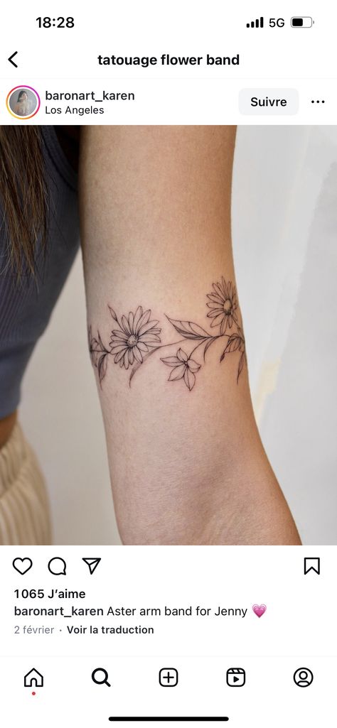 Wildflower Arm Band Tattoo, Bicep Cuff Tattoo Women, Upper Arm Band Tattoo For Women, Floral Armband Tattoo, Floral Arm Wrap Tattoo, Arm Cuff Tattoo, Arm Wrap Tattoo, Wrap Around Tattoo, Cuff Tattoo