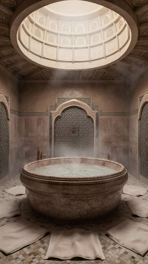 Moroccan Spa Bathroom, Arabian Style Bathroom, Moroccan Hammam Design, Moroccan Spa Design, Turkish Bathroom Ideas, Arabian Bathroom, Persian Castle, Diy Gifts Friends, Moroccan Bathroom Ideas