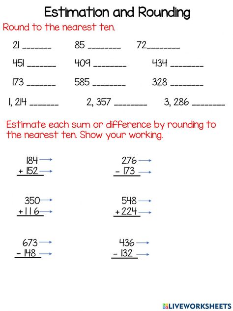 Rounding Off Numbers Worksheets For Grade 3, Estimation Worksheet, Teacher Lesson Plans Elementary, Rounding Off Numbers, Rounding Practice, Rounding Activities, Rounding Worksheets, Rounding Numbers, Worksheets For Grade 3