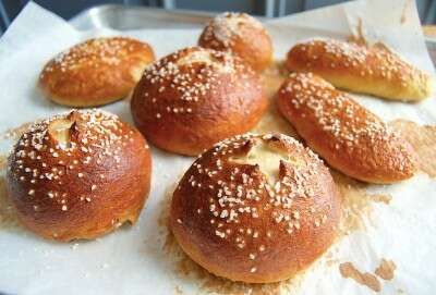 Pretzel Sandwich Buns | King Arthur Baking Sandwich Buns Recipe, How To Make Pretzels, Pretzel Sandwich, Sandwich Buns, Pretzel Buns, Homemade Pretzel, King Arthur Recipes, King Arthur Flour Recipes, Bagel Toppings