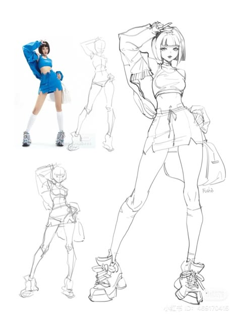 High Angle Pose Reference Anime, Anime Gesture Pose Reference, Poses Anime Mujer, Full Body Anatomy Drawing Reference, Female Drawing Poses Sassy, Anime Posing, How To Draw Designs, Anime Gesture, Dynamic Character Poses