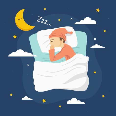 Bedtime Vector Illustration World Sleep Day, Owl Background, Sleeping Man, Moon Cartoon, World Earth Day, Sleeping Women, Girl Sleeping, Sleeping Dogs, Illustration Girl