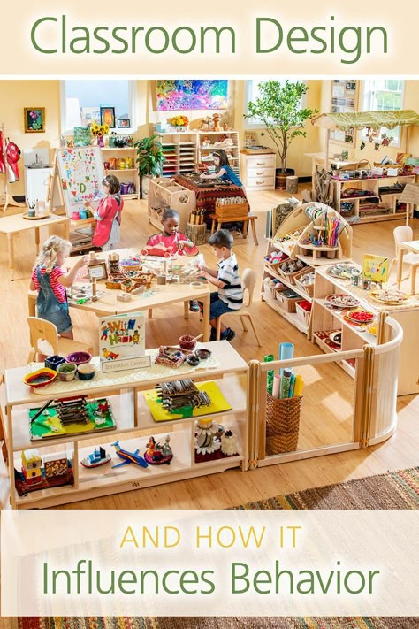 preschool classroom with organized art and craft supplies and kids doing crafts Homeschool Classroom Setup Preschool, Preschool Makerspace, Kindergarten Classroom Layout, Preschool Layout, Daycare Inspiration, Montessori Classroom Layout, Preschool Classroom Layout, Montessori Daycare, Preschool Classroom Setup