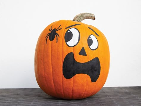 Faces To Paint On Pumpkins, Painting Pumpkin Faces, Pumpkin Painting Faces Ideas, Vampire Pumpkin Painting Ideas, Easy Painted Pumpkin Ideas Halloween, Good Pumpkin Painting Ideas, What To Draw On A Pumpkin, Draw On Pumpkin, Inside Out Painted Pumpkins