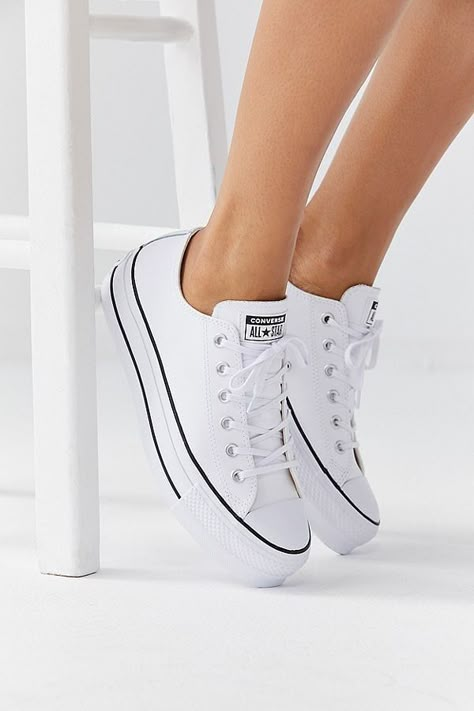 Converse Chuck Taylor All Star Lift Leather Sneakers Converse Shoes Outfit, Converse Outfits, Chuck Taylor All Star Lift, Fresh Sneakers, Popsugar Fashion, Fresh Shoes, Hype Shoes, Aesthetic Shoes, Converse Sneakers