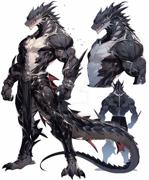 Humanoid Dragon Art, Evil Dragonborn, White Dragonborn Dnd, 7 Headed Dragon, Humanoid Dragon Male, Dragon Human Hybrid Male, Humanoid Monster Concept Art, Dragon Man Hybrid, Dragonborn Character Design