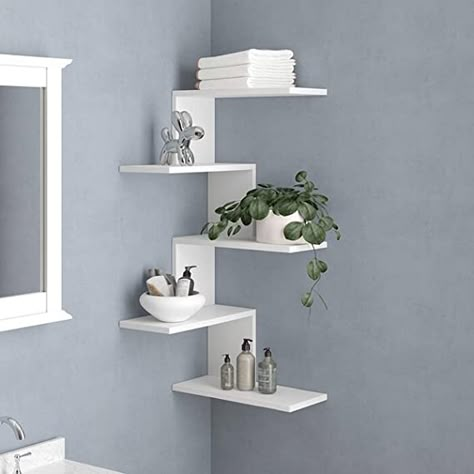 Corner Shelf Ideas, Corner Shelf Design, Interior Design Pictures, Floating Corner Shelves, Corner Wall Shelves, Modern Wall Shelf, Wall Shelf Decor, Corner Decor, Wall Shelves Design