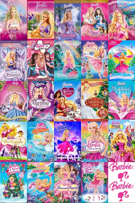 I miss watching Barbie movies just simple brings your inner child. Barbie Movies List, Disney Movies List, Girly Movies, Barbie Cartoon, Barbie Images, Princess Movies, Movies List, Pinturas Disney, Barbie Movie