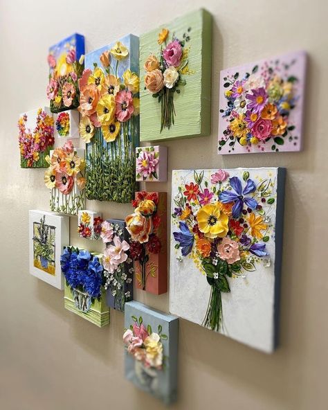 Thick Paint, Paper Flower Art, Diy Abstract Canvas Art, Flower Sculptures, Pop Art Design, Textured Canvas Art, Plaster Art, Sculpture Painting, Diy Canvas Art Painting