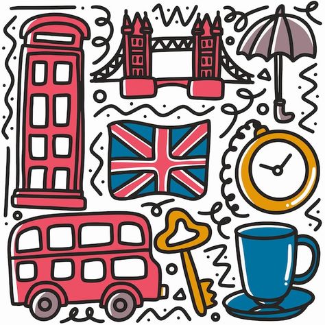 Vector hand drawn doodle united kingdom ... | Premium Vector #Freepik #vector London Culture, London Drawing, Lap Book, British Things, English Room, Big Ben London, English Art, Henna Tattoo Designs, Architecture Old