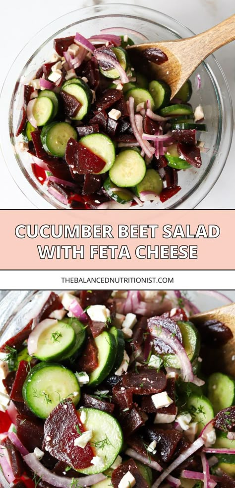 Try this beet cucumber salad with feta and red onion. This recipe features roasted beet root for a delicious twist. Perfect for a refreshing salad with beets, this cucumber beetroot salad will become your new favorite. Enjoy the delightful flavors of beet salad with cucumber! How To Eat Beets Recipes, Recipes For Beets Healthy, What To Eat With Pickled Beets, Fresh Beet Recipes Healthy, Feta And Beet Salad, What To Do With Cooked Beets, Meals With Beets, Roasted Beetroot Salad, Beets And Cucumber Salad