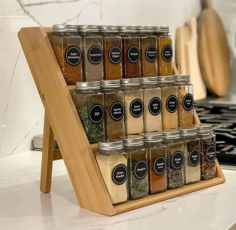 Revolving Spice Rack, Kitchen Spice Storage, Spice Rack Organization, Hanging Spice Rack, Kitchen Organiser, Cabinet Spice Rack, Spice Organization Drawer, Spice Organizers, Wood Spice Rack