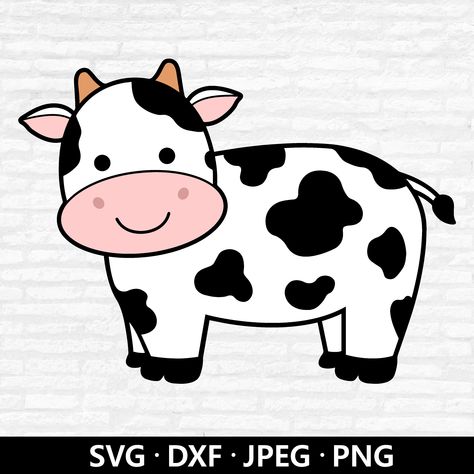 Cow Print Printable, Cow Template Free Printable Farm Animals, Cows Cartoon, Cute Cartoon Cow, Farm Animal Templates, Drawing A Cow, How To Draw A Cow Easy, Cow Pictures Drawing, Cow Cute