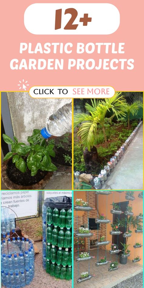 Discover innovative ways to revamp your outdoor space using upcycled plastic bottles! Explore a variety of garden projects like vertical planters and self-watering systems that add a touch of creativity to your backyard. Embrace sustainability by starting your eco-friendly garden today – the options are limitless! Plastic Bottle Garden Ideas, Bottle Garden Ideas, Plastic Bottle Garden, Mini Rock Garden, Vibrant Flower Arrangements, Diy Recycle Plastic, Plastic Bottle Greenhouse, Water Bottle Flowers, Plastic Bottle Planter