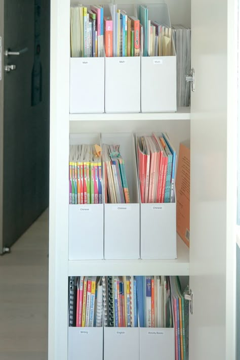 Homework Organization At Home, Kids Homework Room Study Areas, Kids Learning Corner At Home, Kids Desk Ideas Homework Station, Organize School Supplies At Home, Homework Station For Kids, Kids Study Room Ideas, Homework Corner, Kids Homework Area