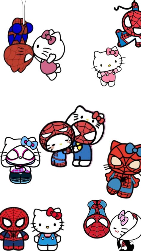 Hello Spiderman Hello Kitty In Spiderman Suit, Cute Spiderman Stickers, Hello Kitty X Spiderman, Spider Man And Hello Kitty, Spiderman And Hello Kitty, Hello Kitty And Spiderman, Spiderman Hello Kitty, Linda Lopez, Spiderman Stickers