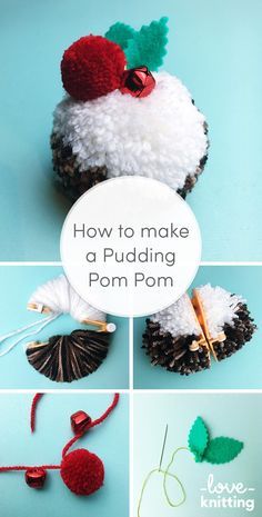 Free tutorial How to make a Christmas Pudding Pom Pom - Find the tutorial on the LoveKnitting blog! Pompom Tutorial, Pom Pom Ideas, Christmas Pom Pom, Pom Crafts, Pom Pom Crafts, Christmas Crafting, Christmas Pudding, Christmas Craft Ideas, Christmas Makes