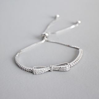 Buy Phoenoa 925 Sterling Silver Rhinestone Bow Bracelet at YesStyle.com! Quality products at remarkable prices. FREE Worldwide Shipping available! Scarf Model, Silver Anklets Designs, Silver Bracelet Designs, Pretty Jewelry Necklaces, Fancy Jewellery Designs, Cz Bracelet, Bow Bracelet, Silver Bracelets For Women, Gold Rings Fashion