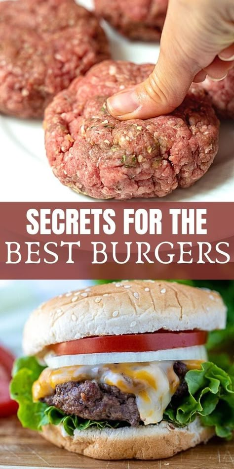 If you are looking for the Best Homemade Burgers, this recipe is for you! With only a few ingredients and minimal prep work, you can have the best juicy, flavorful homemade burgers thanks to a few key pro-tips. How To Make Homemade Hamburgers, Bar Burger Recipes, How To Make The Best Burger Patties, Hamburger Spices Homemade Hamburgers, Quick Burger Recipes Ground Beef, Juicy Homemade Hamburgers, How To Make Beef Burgers, Classic Hamburger Recipes, Ground Beef Burger Patties