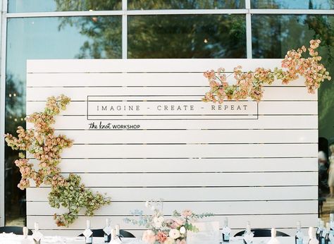 Wild Sky Events on Instagram: “Branded shiplap wall for registration? Yes please! Link in bio for full gallery photo: @thesophiepton #gatheringslikethese #creativeagency…” Shiplap Backdrop, Creative Ministry, Photography Booth, Corporate Event Design, Marketing Events, Event Registration, Rustic Backdrop, Event Stage, Event Design Inspiration