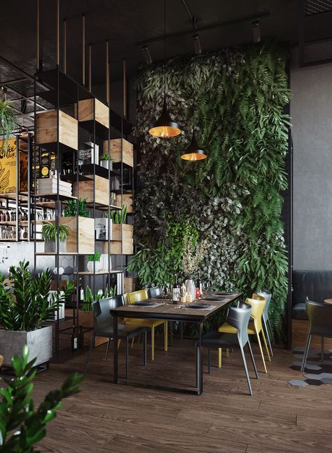 COFFEE SHOP DESIGN on Behance Cafe Bar Interior, Design Cafe, Coffee Store, Coffee Shop Design, Bar Interior, Cafe Shop, Dark Floral, Architecture Interior Design, Cafe Design