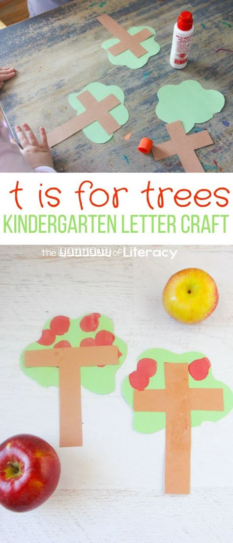 My kids love any excuse to break out bingo dabbers, so this letter T craft is T is for Tree! It can work well with an apple study, or for fine motor skills. Letter T Activities For Preschoolers, Letter T Kindergarten Activities, Prek Tree Crafts, Lowercase T Craft, Letter T Activity For Preschoolers, Letter T Crafts For Kindergarten, Preschool Letter T Activities, Letter T Crafts For Toddlers, T Is For Craft