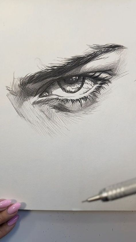 Drawing Different Eyes, Drawings Ideas Eyes, Men Eyes Sketch, Right Eye Drawing, Eyes Anatomy Drawing, Art Drawings Eyes, Drawing For Instagram, One Eye Drawing, Drawing Eyes Ideas