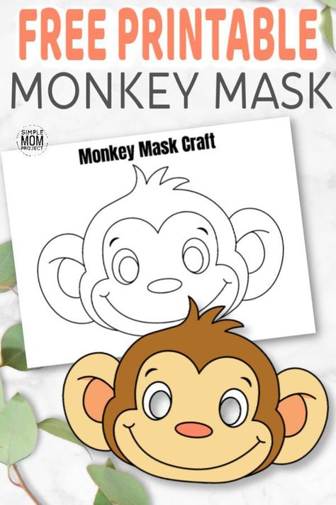 Paper Plate Animal Face Mask, Monkey Mask For Kids Free Printable, Monkey Mask Craft, Animal Face Masks For Kids Diy, Monkey Mask Printable, Monkey Face Mask For Kids, Easy Monkey Craft Preschool, Monkey Mask Diy, Monkey Crafts For Preschoolers