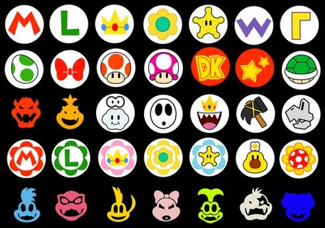 Cool Mario symbols Super Mario Symbols, Mario Symbols, Fandom Symbols, Clay Challenge, Mario Font, Mario Clipart, Mario Logo, Friend Symbol, Mario Kart Characters