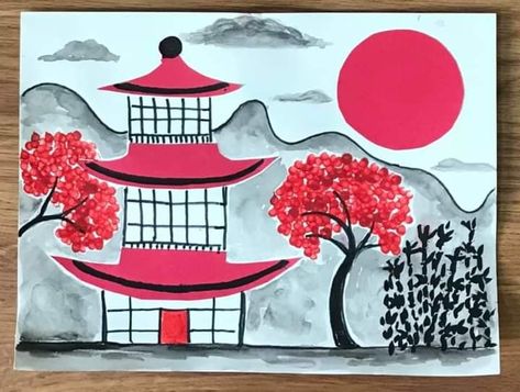 Japanese Art Projects, Asian Art Projects, Chinese New Year Crafts For Kids, Middle School Art Projects, Chinese New Year Crafts, Japan Painting, Science Crafts, Pencil Gift, School Art Projects