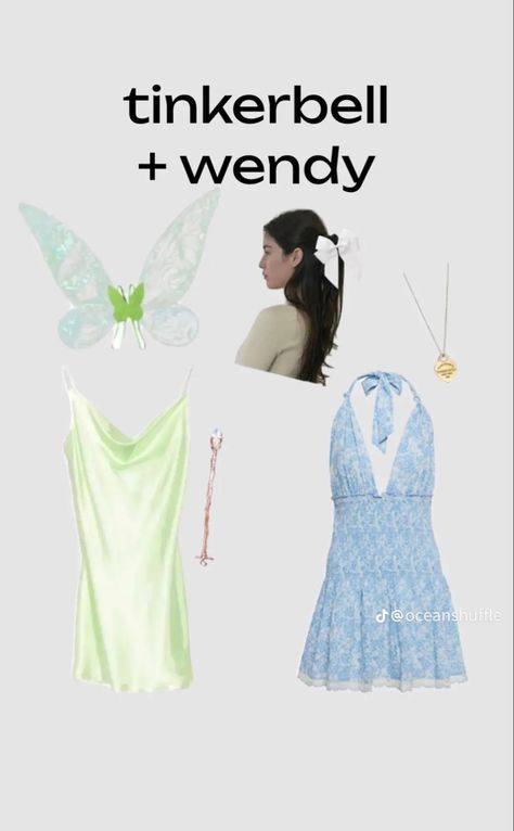 Wendy And Tinkerbell Costumes, Wendy Costume, Tinker Bell Costume, Duo Halloween Costumes, Halloween Inspo, Fall Pictures, Matching Outfits, Halloween Costumes, Halloween