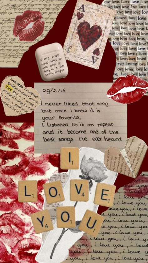 Valentine’s Day Collage, Instagram Collage Ideas, Friends Birthday Cards, Long Distance Gift Ideas, Wallpapers For Teens, Collage Items, Red Collage, Forced Love, Letter Collage