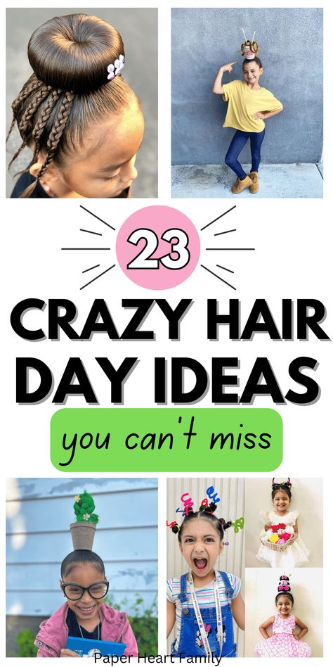 Crazy Hair Day Girls Easy, Funky Hair Day, Crazy Hair Day For Teachers, Easy Crazy Hairstyles, Whacky Hair Day, Easy Activities For Toddlers, Crazy Hair For Kids, Crazy Hair Ideas, Healthy Habits For Kids