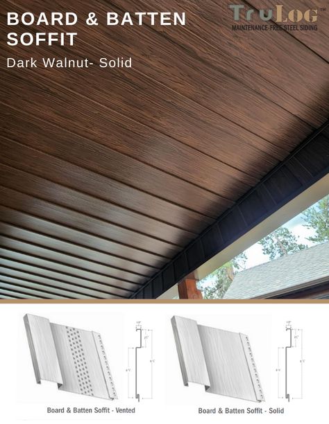 Aluminum Soffit That Looks Like Wood, Metal Soffit Exterior, Soffit And Fascia Ideas Exterior, Brown Soffit And Fascia, Sofits And Facias Exterior, Wooden Soffit Exterior, Wood Soffit Exterior Modern, Modern Soffit Exterior, Wood Look Soffit Exterior