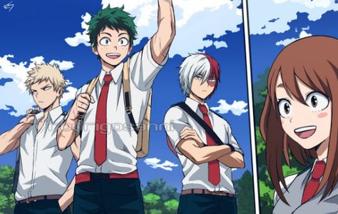 'My Hero Academia' Fan-Art Imagines its Perfect Timeskip Mha Stuff, Time Skip, Class 1 A, Ochako Uraraka, My Hero Academia Shouto, Big Three, Anime Base, My Hero Academia Memes, Buko No Hero Academia