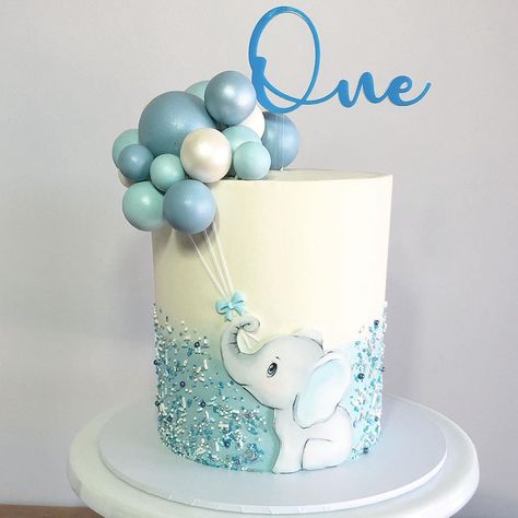 And here it is! Jude’s 1st Birthday cake featuring that adorable elephant once again and amazing ‘floating’ topper by @for.lucks.sake… Blue Theme Cake, Elephants Illustration, Baby Elephant Clipart, Elephant Birthday Cakes, Γενέθλια Mickey Mouse, Baby Elephant Cake, Elephant Baby Shower Cake, Boys First Birthday Cake, Elephant Clipart