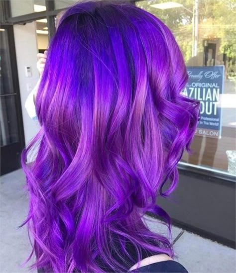 Playing With Purple: Image Gallery of Gorgeous Purple Hair Color - Hair Color - Modern Salon Bright Purple Hair, Purple Waves, Purple Hair Color, Light Purple Hair, Vivid Hair Color, Creative Hair Color, Neon Hair, Violet Hair, Beautiful Hair Color