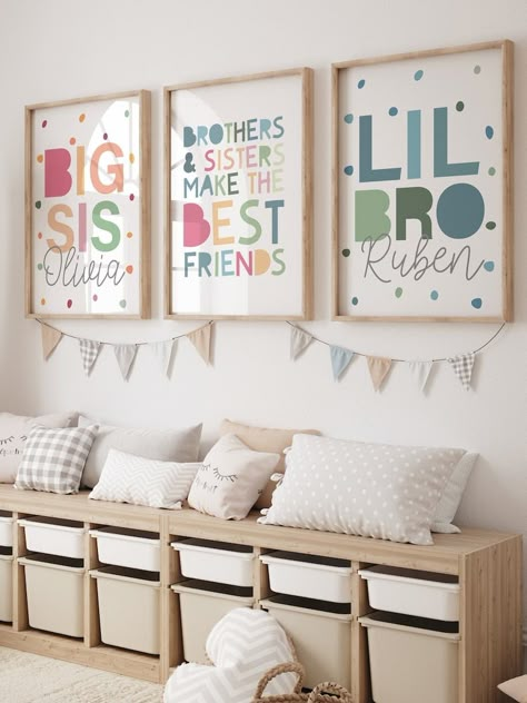 Brother and Sister Make Best Friends Prints, Sibling Prints, Shared Bedroom, Big Sis Lil Bro, Big Bro Lil Sis, Girls Bedroom, Boys Bedroom - Etsy Sibling Wall Art, Boy And Girl Shared Room, Sister Bedroom, Sibling Room, Playroom Prints, Sister Room, Colorful Playroom, Kids Shared Bedroom, Shared Girls Bedroom