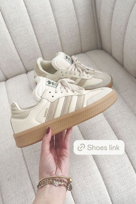 These classic and stylish Adidas sneakers are a must-have shoe for any wardrobe! The neutral color can be styled with so many outfits and they are perfect shoe for chic everyday outfits. Tap to shop! Neutral Everyday Shoes, Beige Shoes Outfit Sneakers, Trendy Women’s Shoes, Shoes Every Girl Should Have, Adidas Beige Sneakers, Women’s Fashion Sneaker, Braid Heatless Curls, Hairstyles With A Crown, Neutral Colors Outfits