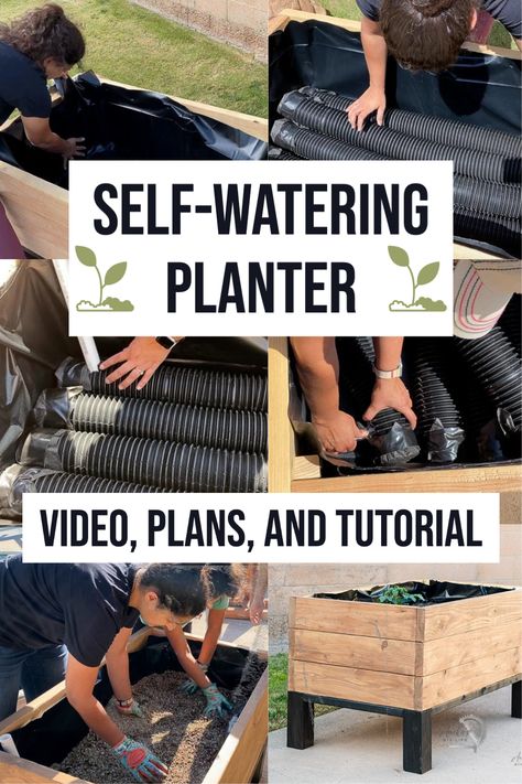 Diy Wicking Raised Garden Bed, Self Watering Raised Beds Diy, Raised Garden Beds Self Watering, Raised Wicking Garden Bed, Self Irrigating Planter Diy, Self Watering Raised Garden Beds Diy, Self Watering Planter Diy Raised Beds, Self Watering Greenhouse Diy, Self Watering Container Garden