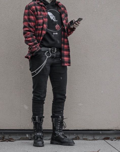 Soft Punk Fashion, Alternative Outfits Men, Rockstar Outfit Men, Punk Fashion Male, Punk Outfits Men, Punk Fashion Men, Streetwear Graphics, Iconic Y2k, Black Outfit Men