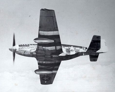 The P-51 Mustang Bald Eagle flies during WWII. The plane's iconic invasion stripes can still be seen on the underside of the wings and fuselage. Learn more at https://bit.ly/2WtgPtp Bristol Blenheim, Bristol Beaufighter, Sea Wolf, Wwii Fighter Planes, P 51 Mustang, British Aircraft, Ww2 Planes, P51 Mustang, Vintage Aviation