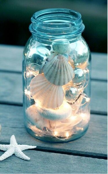 Maritime Decor, Strand Decor, Beachy Christmas, Craftsman Bungalow, Christmas Mason Jars, Mason Jar Crafts Diy, בר מצווה, Christmas Jars, Beach Christmas