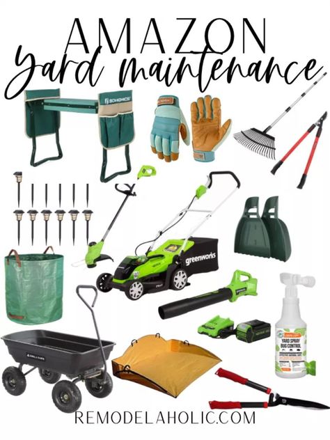 Amazon yard maintenance must haves! Everything you need to make your yard look fantastic this spring and summer with these yard maintenance must haves that can all be found on Amazon! Amazon find, yard maintenance, amazon yard, spring, summer, curb appeal, summer yard Summer yard care. How to take care of a yard. Summer lawn maintenance. Backyard Essentials, Summer Curb Appeal, Mowing Business, Cozy Outdoor Spaces, Curb Appeal On A Budget, Shed Patio, Diy Fire Pits, Backyard Diy Ideas, Horticulture Therapy