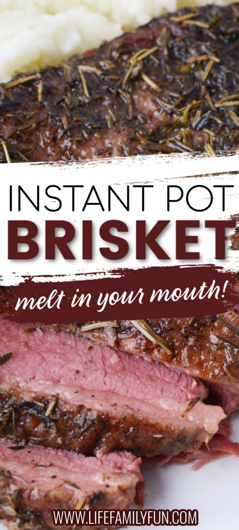 Do you love the incredible flavors of a beef brisket but don't want to mess with hours and hours of grilling or smoking? A tender, delicious slice of meat that slides right off your fork? Check out this most amazing Instant Pot Beef Brisket recipe for a faster alternative to a barbeque favorite. #InstantPotBeefBrisket #BeefBrisket #InstantPotRecipes Instant Pot Beef Brisket, Smoked Beef Brisket Recipes, Beef Brisket Recipe, Thanksgiving Turkeys, Brisket Recipe, Beef Brisket Recipes, Smoked Beef Brisket, Potted Beef, Brisket Recipes