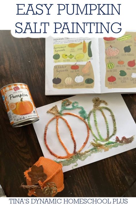 Easy Pumpkin Salt Painting: A Creative Fall Activity For All Ages. If you have never tried this art medium, a pumpkin salt painting is a fun and beautiful way to create a piece for display. Look at my pages How to Turn a Pumpkin Lapbook into a Fun Unit Study and Fall Season Unit Study and Free Lapbook for more ideas! And learn about the big round squash that signals fall is here. Dig into pumpkins literally and figuratively by studying them through lapbooks, crafts, activities, recipes & more Pumpkin Unit, Pumpkin Books, Salt Painting, Biggest Pumpkin, Pumpkin Contest, Fall Activity, Fun Pumpkins, Easy Fall Crafts, Painting Easy