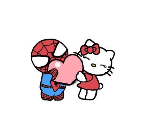 Kitty Y Spiderman, Hello Kitty X Spiderman, Spider Man And Hello Kitty, Spiderman And Hello Kitty, Spider Kitty, Hello Kitty And Spiderman, Spiderman Pixel Art, Kitty Spiderman, Spiderman Painting