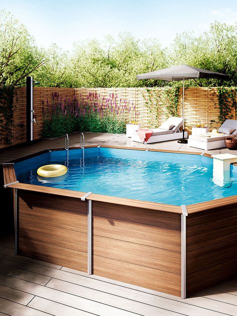 image Piscina Pallet, Oberirdischer Pool, Ideas De Piscina, Pallet Pool, Wooden Pool, Deck Piscina, Building A Swimming Pool, Small Balcony Design, Diy Swimming Pool