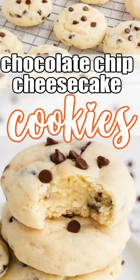 Cheesecake Chocolate Chip Cookies, Chocolate Chip Cheesecake Cookies, Corn Products, Simple Sweets, Cookies With Cream Cheese, Miller House, Chocolate Chip Cheesecake, Chewy Cookies, Cream Cheese Cookies